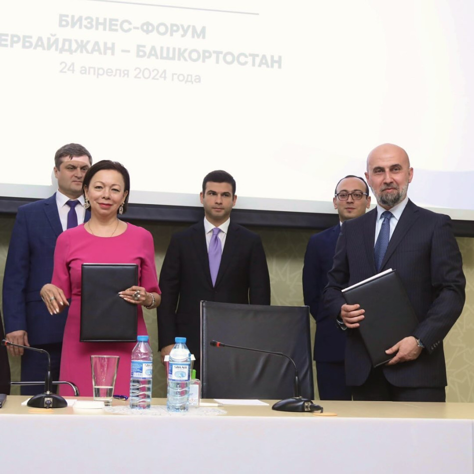 Başqırdıstan biznes forumu çərçivəsində “Azərbaycan Sərgi Təşkilatçıları Assosiasiyası” İctimai Birliyinin İdarə Heyətinin sədri və Başqırd Sərgi Şirkətinin baş direktoru Əməkdaşlıq Memorandumu imzalanmışlar